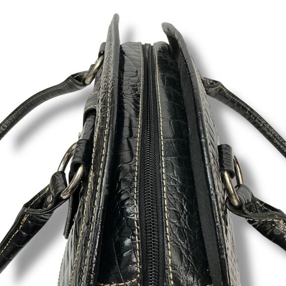 Franco Sarto FRANCO Black Crocodile Alligator Embossed Handbag Shoulder Bag - Picture 5 of 10